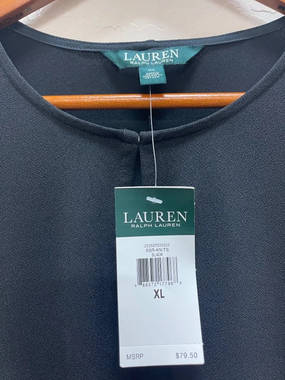 NWT Lauren Ralph Lauren Black Layered Tunic Top XL